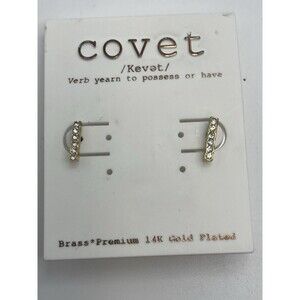 Covet 14k Gold Plated Bar Stud Earrings New